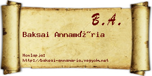 Baksai Annamária névjegykártya