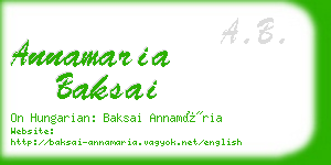 annamaria baksai business card